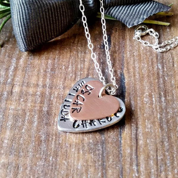 Personalised Stacked Heart Copper Name Necklace-Necklace-Sparkle & Dot Designs