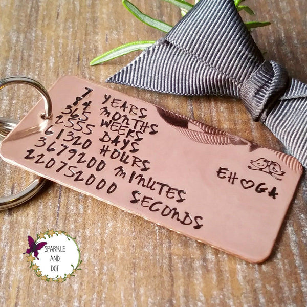 Copper 7th Wedding Anniversary | Countdown Keyring | Personalised Gifts-Keyring-Sparkle & Dot Designs