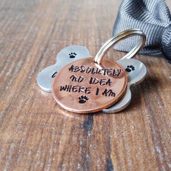 Personalised Dog ID Tag Aluminium Bone & Copper Disc-Dog Tag-Sparkle & Dot Designs