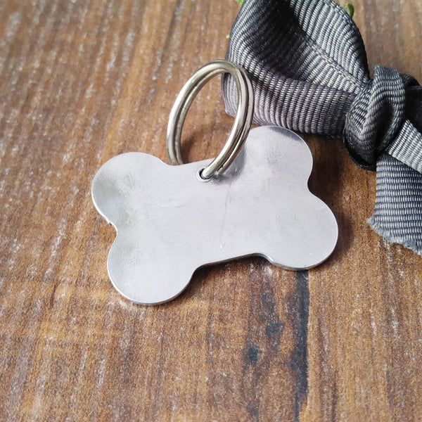 Dog ID Tags Personalised Aluminium Bone Shape-Dog Tag-Sparkle & Dot Designs
