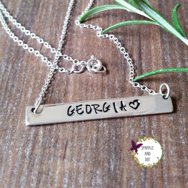 Silver Bar Necklace, Personalised Jewellery For Women,-Necklace-Sparkle & Dot Designs