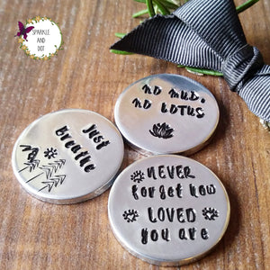Personalised Hand Stamped Worry Anxiety Tokens Sparkle & Dot