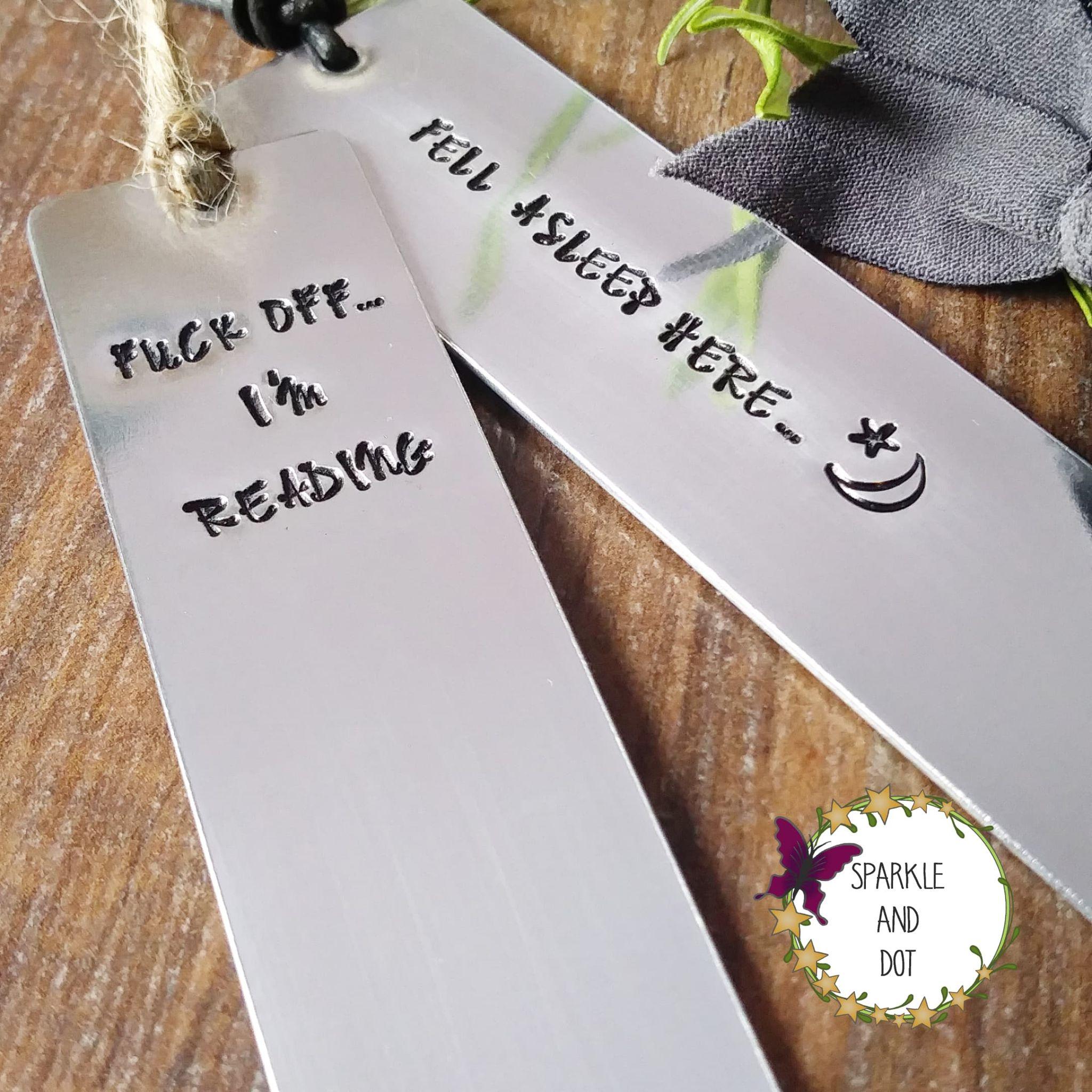 Small customised bookmark 10cm x 2.5cm aluminium Sparkle and Dot