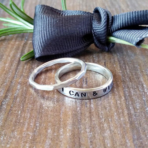 Personalised Silver Band Ring Set-Full Ring-Sparkle & Dot Designs