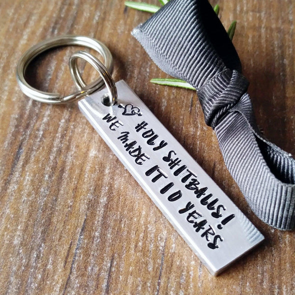 Personalised Chunky Bar Keyring | Funny 10th Anniversary Gifts-Keyring-Sparkle & Dot Designs