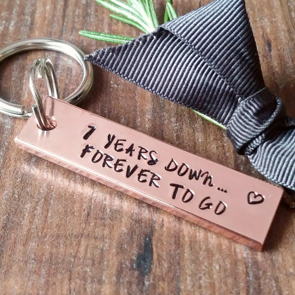 Personalised Chunky Copper Bar Keyring | 7th Anniversary Gifts-Keyring-Sparkle & Dot Designs
