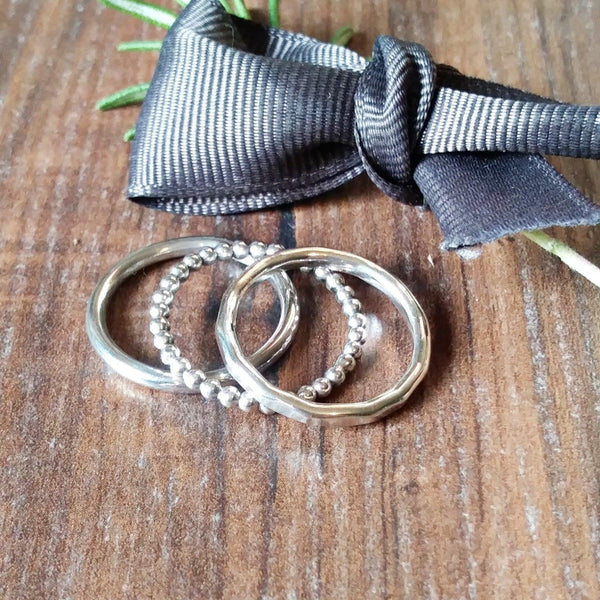Set Of Three Skinny Silver Stacker Rings-Full Ring-Sparkle & Dot Designs