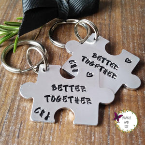 Personalised 10th Anniversary Puzzle Piece Set-Keyring-Sparkle & Dot Designs