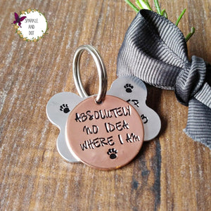 Personalised Dog ID Tag Aluminium Bone & Copper Disc-Dog Tag-Sparkle & Dot Designs