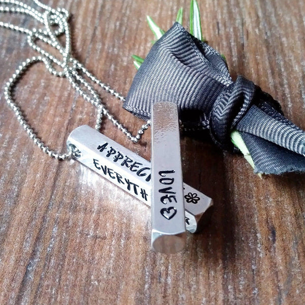 Personalised 4 Sided Bar Hand Stamped Necklace-Necklace-Sparkle & Dot Designs