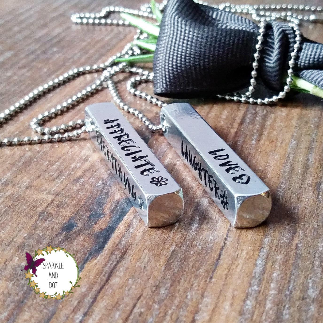 Personalised 4 Sided Bar Hand Stamped Necklace-Necklace-Sparkle & Dot Designs