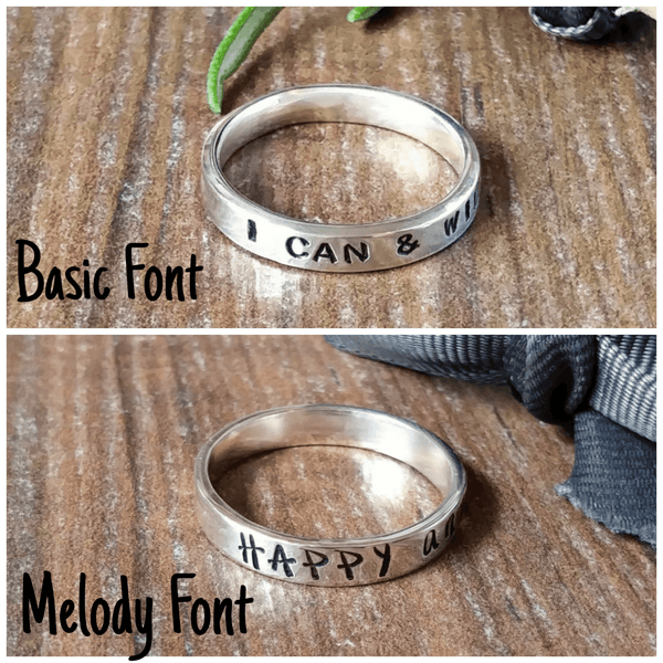 Personalised Silver Band Hand Stamped Ring-Full Ring-Sparkle & Dot Designs