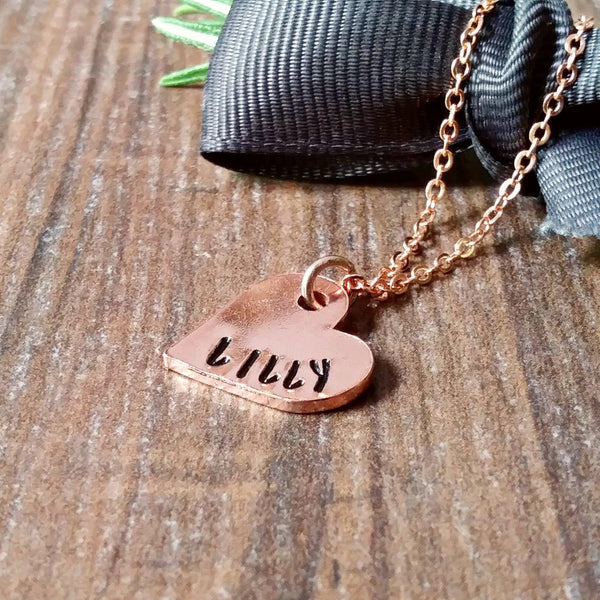 Personalised Small Copper Heart Necklace-Necklace-Sparkle & Dot Designs