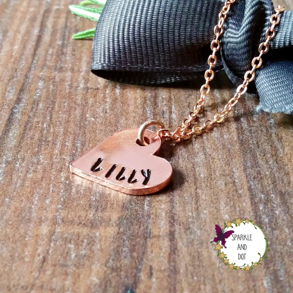 Personalised Small Copper Heart Necklace-Necklace-Sparkle & Dot Designs