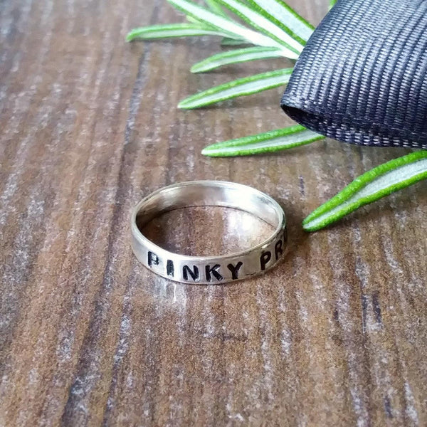Dainty Pinky Promise Personalised Silver Band Ring-Full Ring-Sparkle & Dot Designs