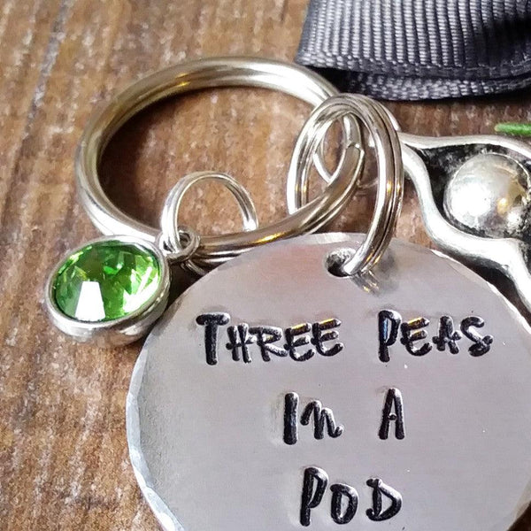 3 Peas In A Pod Keyring-Keyring-Sparkle & Dot Designs