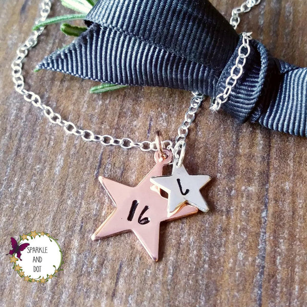 Copper & Silver Star Initial Necklace-Necklace-Sparkle & Dot Designs