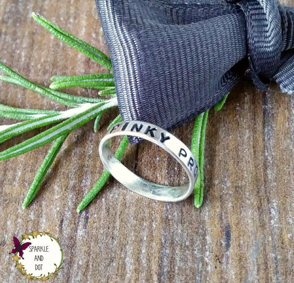 Dainty Pinky Promise Personalised Silver Band Ring-Full Ring-Sparkle & Dot Designs