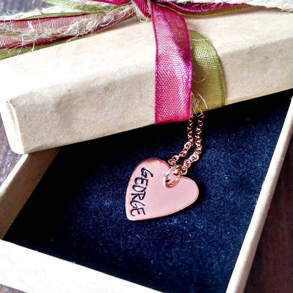 Personalised Copper & Rose Gold Heart Necklace-Necklace-Sparkle & Dot Designs