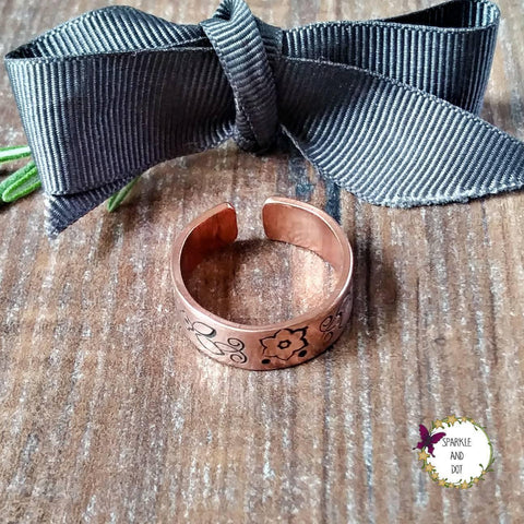 Pretty Copper Cuff Ring-Ring-Sparkle & Dot Designs