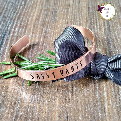 Sassy Pants Copper Hand Stamped Bracelet-Bracelet-Sparkle & Dot Designs